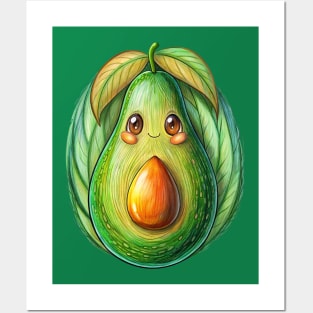 Funny Anime Face Avocado Posters and Art